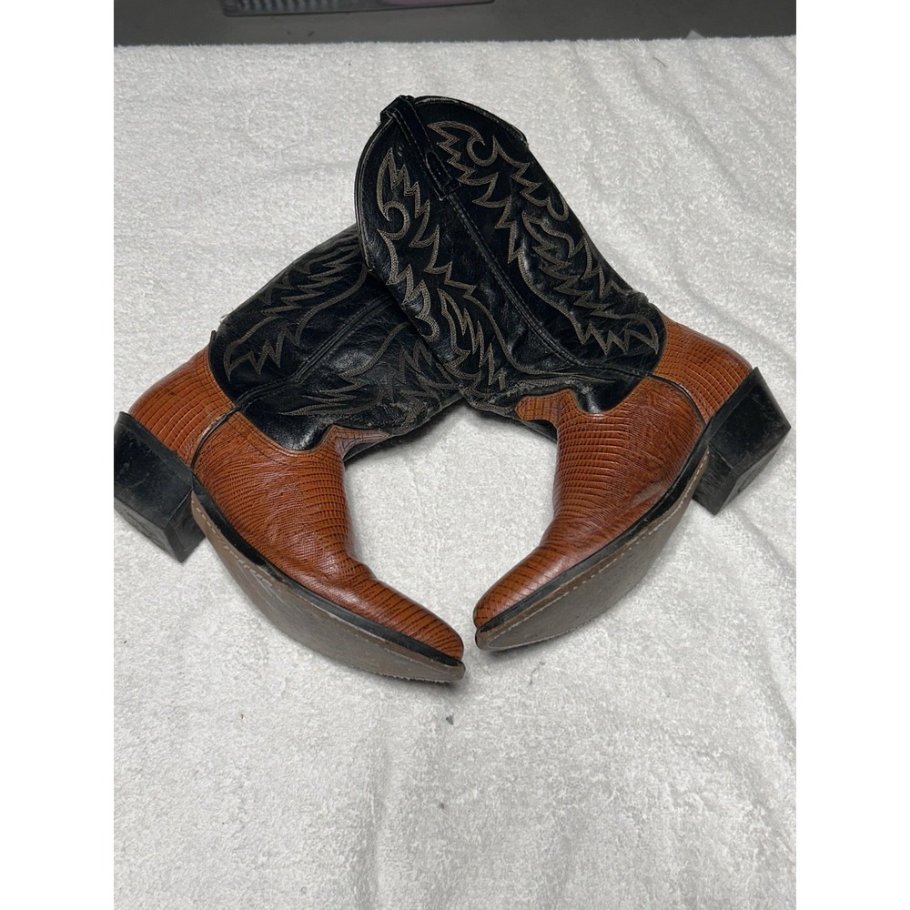 Justin Boots 9312 Iguana Lizard Leather Western Men's Size 8 D Made in USA VTG